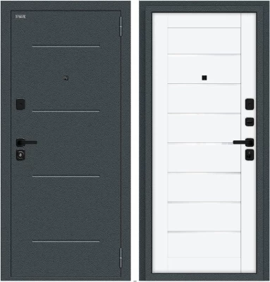 Дверь Браво Техно/SBlack Старк антрацит/White Silk