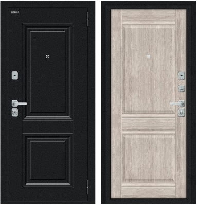 Дверь Браво Некст МФ/BChrome Букле черное/Cappuccino Melinga